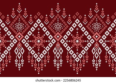 Patrón étnico tradicional rojo paisley flor Ikat fondo abstracto azteca africana indonesio indio sin costuras para tela de impresión cortinas de ropa y sarong