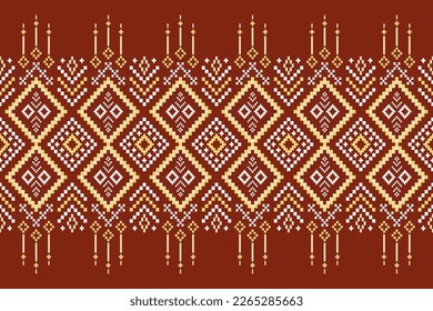 Red traditional ethnic pattern paisley flower Ikat background abstract Aztec African Indonesian Indian seamless pattern for fabric print cloth dress carpet curtains and sarong