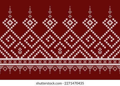 Red traditional ethnic pattern paisley flower Ikat background abstract Aztec African Indonesian Indian seamless pattern for fabric print cloth dress carpet curtains and sarong