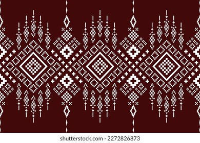 Red traditional ethnic pattern paisley flower Ikat background abstract Aztec African Indonesian Indian seamless pattern for fabric print cloth dress carpet curtains and sarong