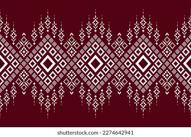 Red traditional ethnic pattern paisley flower Ikat background abstract Aztec African Indonesian Indian seamless pattern for fabric print cloth dress carpet curtains and sarong