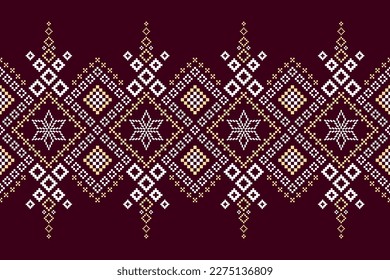 Red traditional ethnic pattern paisley flower Ikat background abstract Aztec African Indonesian Indian seamless pattern for fabric print cloth dress carpet curtains and sarong