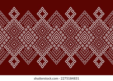 Red traditional ethnic pattern paisley flower Ikat background abstract Aztec African Indonesian Indian seamless pattern for fabric print cloth dress carpet curtains and sarong