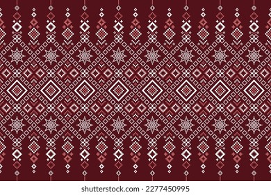 Red traditional ethnic pattern paisley flower Ikat background abstract Aztec African Indonesian Indian seamless pattern for fabric print cloth dress carpet curtains and sarong