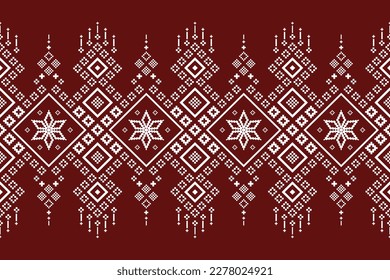 Red traditional ethnic pattern paisley flower Ikat background abstract Aztec African Indonesian Indian seamless pattern for fabric print cloth dress carpet curtains and sarong