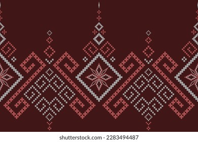 Red traditional ethnic pattern paisley flower Ikat background abstract Aztec African Indonesian Indian seamless pattern for fabric print cloth dress carpet curtains and sarong