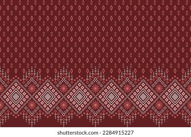 Red traditional ethnic pattern paisley flower Ikat background abstract Aztec African Indonesian Indian seamless pattern for fabric print cloth dress carpet curtains and sarong