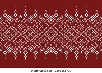 Red traditional ethnic pattern paisley flower Ikat background abstract Aztec African Indonesian Indian seamless pattern for fabric print cloth dress carpet curtains and sarong