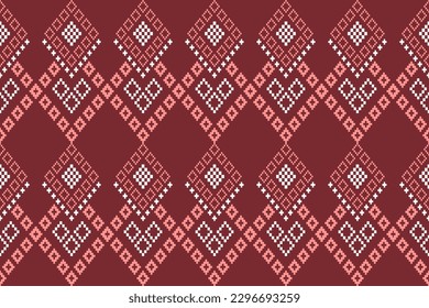 Red traditional ethnic pattern paisley flower Ikat background abstract Aztec African Indonesian Indian seamless pattern for fabric print cloth dress carpet curtains and sarong