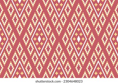 Red traditional ethnic pattern paisley flower Ikat background abstract Aztec African Indonesian Indian seamless pattern for fabric print cloth dress carpet curtains and sarong