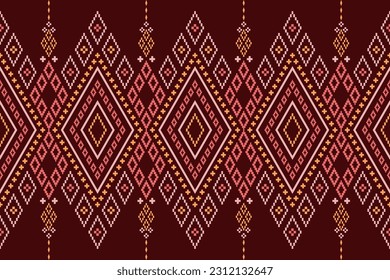 Red traditional ethnic pattern paisley flower Ikat background abstract Aztec African Indonesian Indian seamless pattern for fabric print cloth dress carpet curtains and sarong