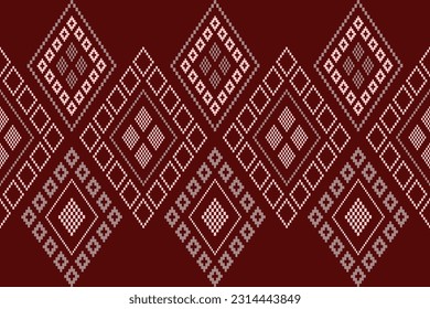 Red traditional ethnic pattern paisley flower Ikat background abstract Aztec African Indonesian Indian seamless pattern for fabric print cloth dress carpet curtains and sarong