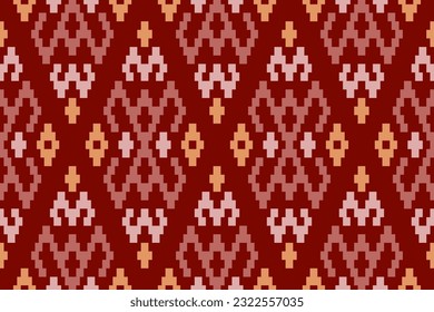 Red traditional ethnic pattern paisley flower Ikat background abstract Aztec African Indonesian Indian seamless pattern for fabric print cloth dress carpet curtains and sarong