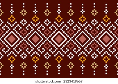 Red traditional ethnic pattern paisley flower Ikat background abstract Aztec African Indonesian Indian seamless pattern for fabric print cloth dress carpet curtains and sarong