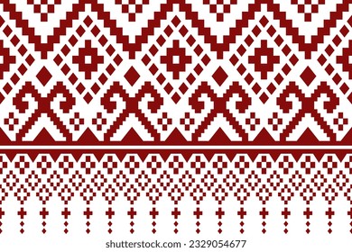 Red traditional ethnic pattern paisley flower Ikat background abstract Aztec African Indonesian Indian seamless pattern for fabric print cloth dress carpet curtains and sarong