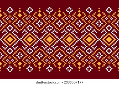 Red traditional ethnic pattern paisley flower Ikat background abstract Aztec African Indonesian Indian seamless pattern for fabric print cloth dress carpet curtains and sarong