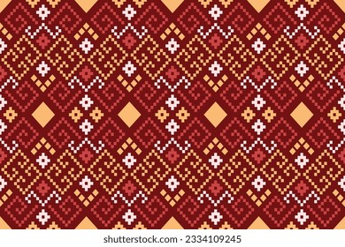 Red traditional ethnic pattern paisley flower Ikat background abstract Aztec African Indonesian Indian seamless pattern for fabric print cloth dress carpet curtains and sarong