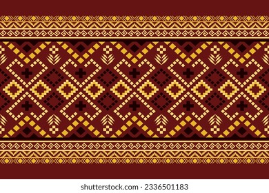 Red traditional ethnic pattern paisley flower Ikat background abstract Aztec African Indonesian Indian seamless pattern for fabric print cloth dress carpet curtains and sarong
