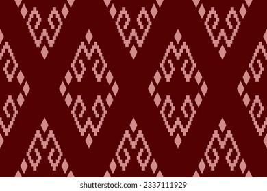 Red traditional ethnic pattern paisley flower Ikat background abstract Aztec African Indonesian Indian seamless pattern for fabric print cloth dress carpet curtains and sarong