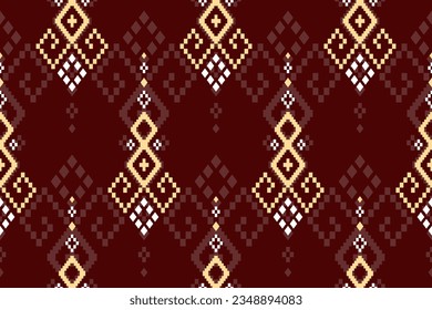 Red traditional ethnic pattern paisley flower Ikat background abstract Aztec African Indonesian Indian seamless pattern for fabric print cloth dress carpet curtains and sarong