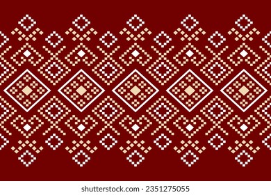 Red traditional ethnic pattern paisley flower Ikat background abstract Aztec African Indonesian Indian seamless pattern for fabric print cloth dress carpet curtains and sarong