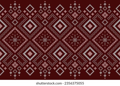 Red traditional ethnic pattern paisley flower Ikat background abstract Aztec African Indonesian Indian seamless pattern for fabric print cloth dress carpet curtains and sarong