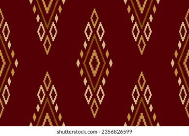 Red traditional ethnic pattern paisley flower Ikat background abstract Aztec African Indonesian Indian seamless pattern for fabric print cloth dress carpet curtains and sarong