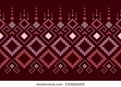 Red traditional ethnic pattern paisley flower Ikat background abstract Aztec African Indonesian Indian seamless pattern for fabric print cloth dress carpet curtains and sarong