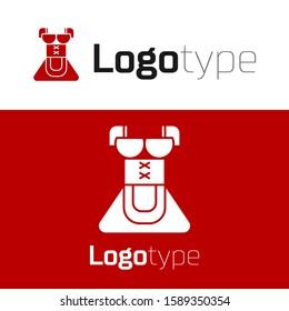 Red Traditional Oktoberfest folk costume for women called dirndl icon isolated on white background. Traditional Bavarian clothing. Logo design template element. Vector Illustration