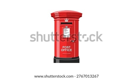 Red traditional pillar post office box with union jack