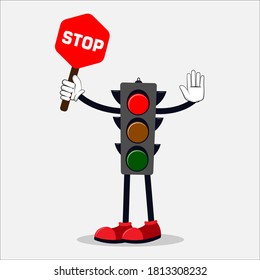 red traffic light character vector