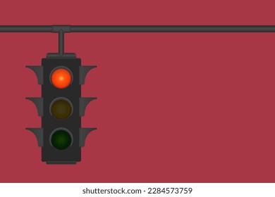 Red traffic light, driving symbol, vector illustration.