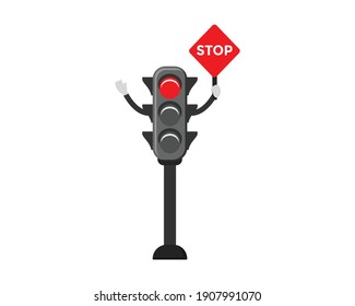 ilustración de un semáforo, luz roja que indica que un usuario de la carretera debe parar