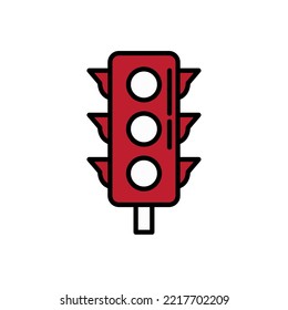 red traffic light icon vector image and white background