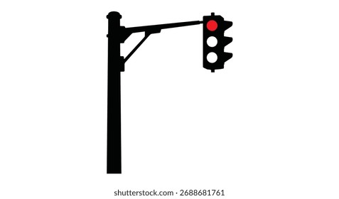 Luz vermelha do semáforo iluminada no polo controle de sinal de transporte segurança cidade rua sensibilização silhueta