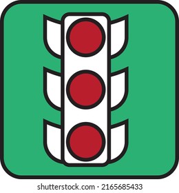 Red traffic light, illustration, vector on a white background.