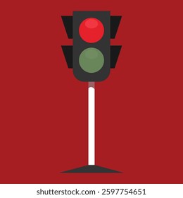 Red Traffic Light Signal on a Pole – Stop Symbol