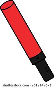 Red traffic safety baton icon for signaling and control design