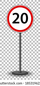 Red traffic sign on transparent background illustration