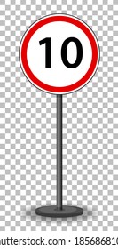 Red traffic sign on transparent background illustration