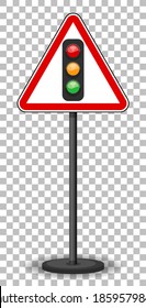 Red traffic sign on transparent background illustration