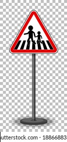 Red traffic sign on transparent background illustration