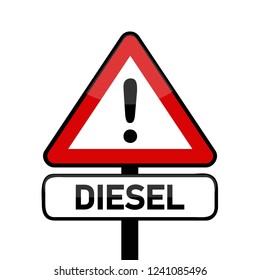 red traffic sign warning diesel emission scandal vector illustration EPS10