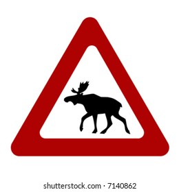 red traffic warning sign for mooses