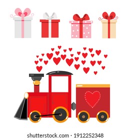 red train with gift boxes