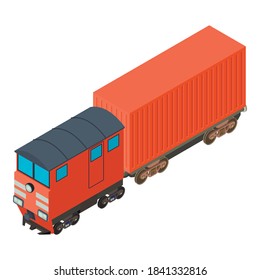 Red train icon. Isometric illustration of red train vector icon for web