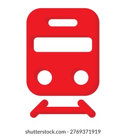 Red train subway vector icon for public transport and railway travel
