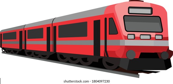 Red Train Transportation Vector Illustration