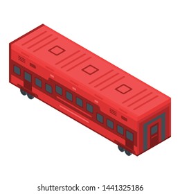 Red train wagon icon. Isometric of red train wagon vector icon for web design isolated on white background