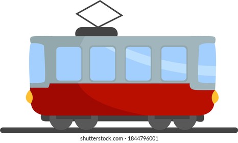 Red tram, illustration, vector on white background